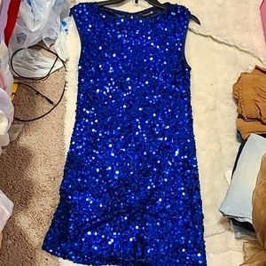 A sparkly blue dress